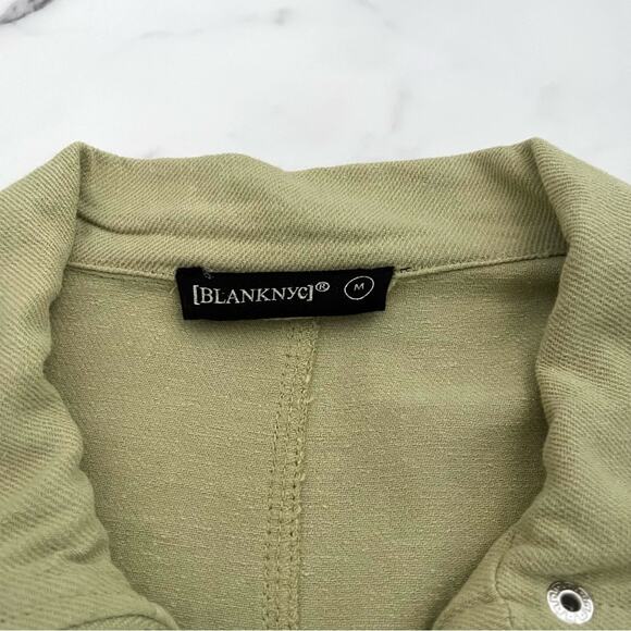 Blank NYC Utility jacket linen blend sage green Sz Medium baggy Y2K coastal - Picture 3 of 10